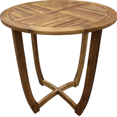 Rustic 27.5" Wood Table - For Outdoor Bistro With Slat Design Enhancing Look