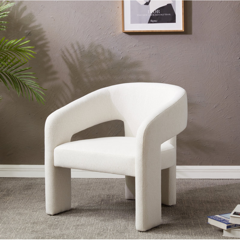 Ashlyn 28.5" W Upholstered Armchair, Ivory Boucle