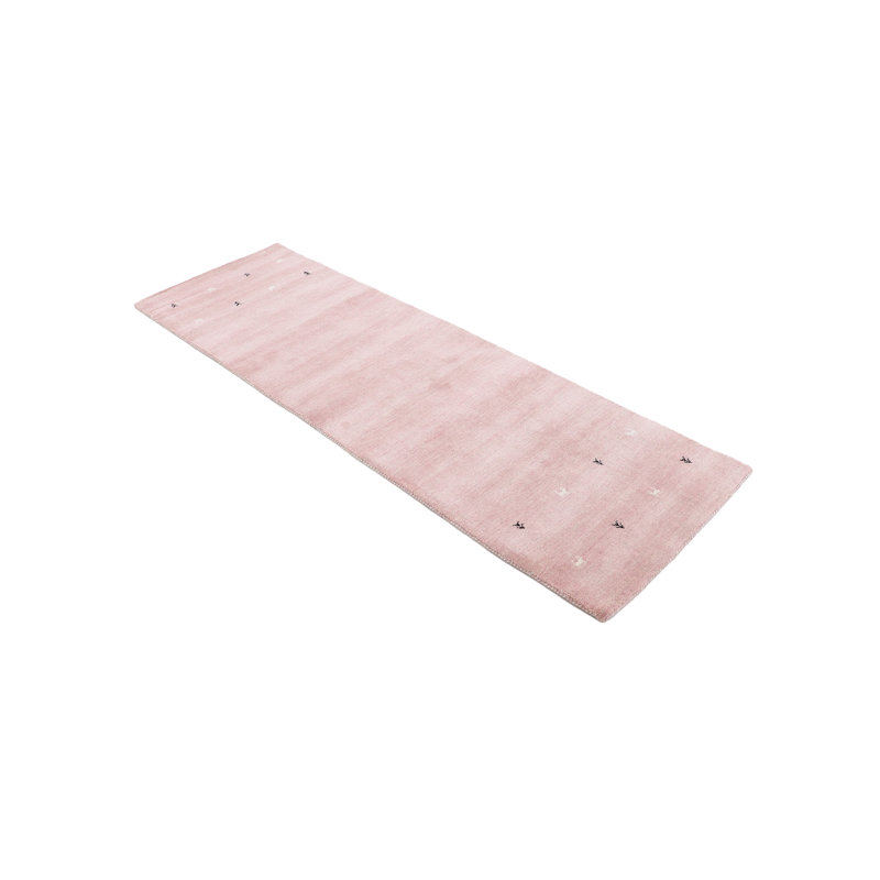 Handwoven Wool Gabbeh Uni Pink Rug, Runner 80 x 450cm