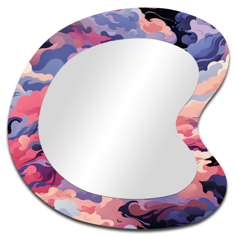 Celestial Disguise ondulation - miroir mural abstrait de forme unique, miroir décoratif asymétrique moderne, impression d'art en métal