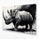 Faune, rhinocéros noir, art mural sur toile beige