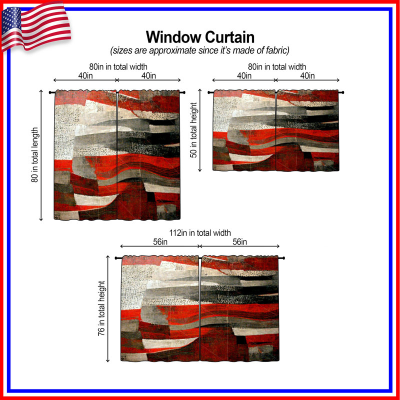 Rideaux abstraits abstraits et transparents - 2 panneaux, 20 po x 60 po - 2 panneaux, Transparent