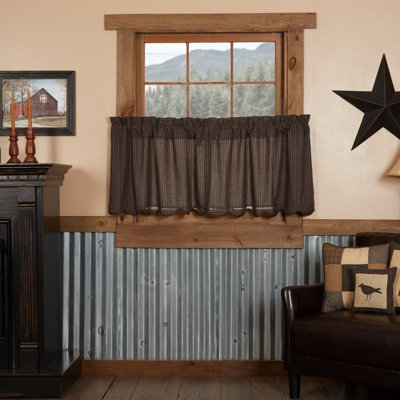 Kettle Grove Cotton Plaid Scalloped Cafe Curtain