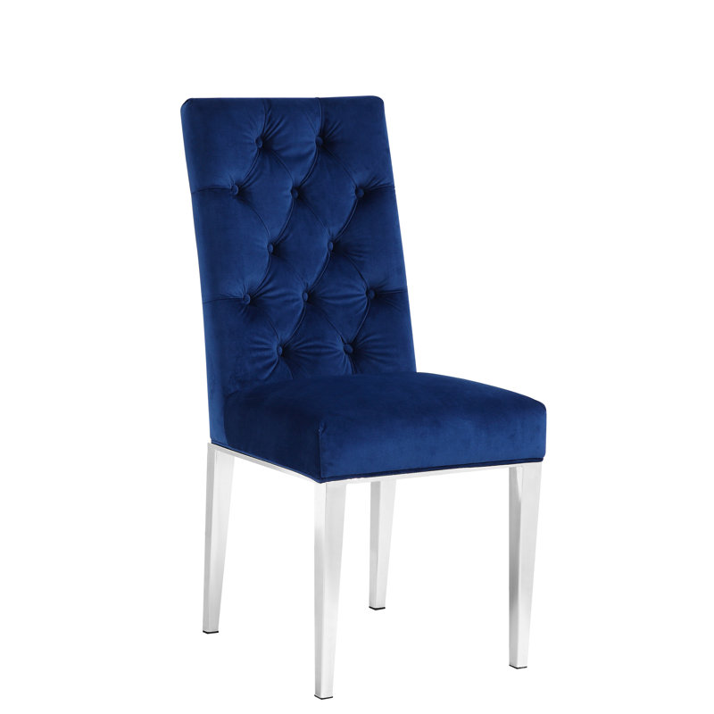 Chaise de salle à manger rembourrée Marshall, Velours marine