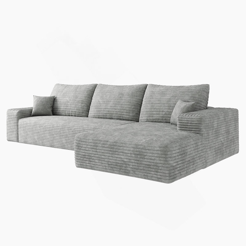 Canapé modulaire moderne avec velours côtelé moelleux, sans assemblage, polyvalent pour la maison, Gris