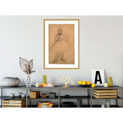 Danseuse de ballet ajustant son costume par Edgar Degas, impression giclée encadrée