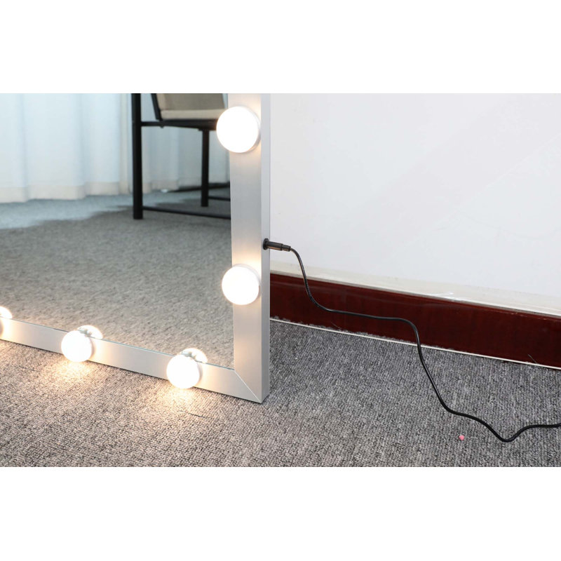 Hollywood Full Length Mirror With 3 Color Modes Touch Control Lighted For Dressing Room, Bedroom, Hotel, Silver, 72" x 32"
