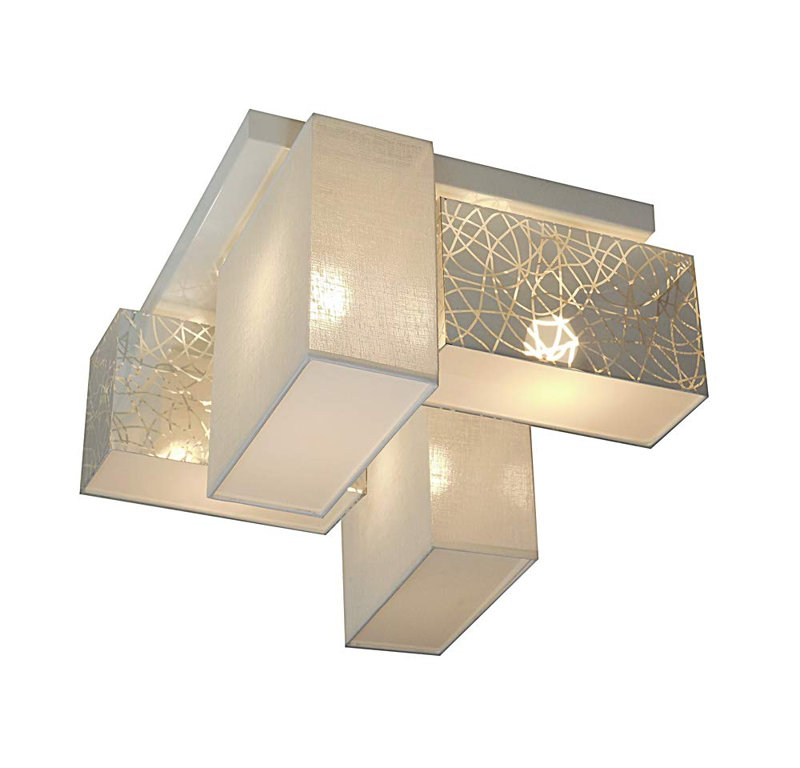Partida Fabric Semi Flush Mount, Silver/White