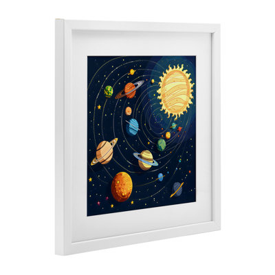 Planets Around The Sun Framed Print Under Glass, design by Creative Studio