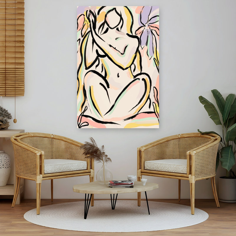 Whimsical Serenity Abstract Colorful Contemporary Flower Wall Art Print, 152.4cm H x 101.6cm W
