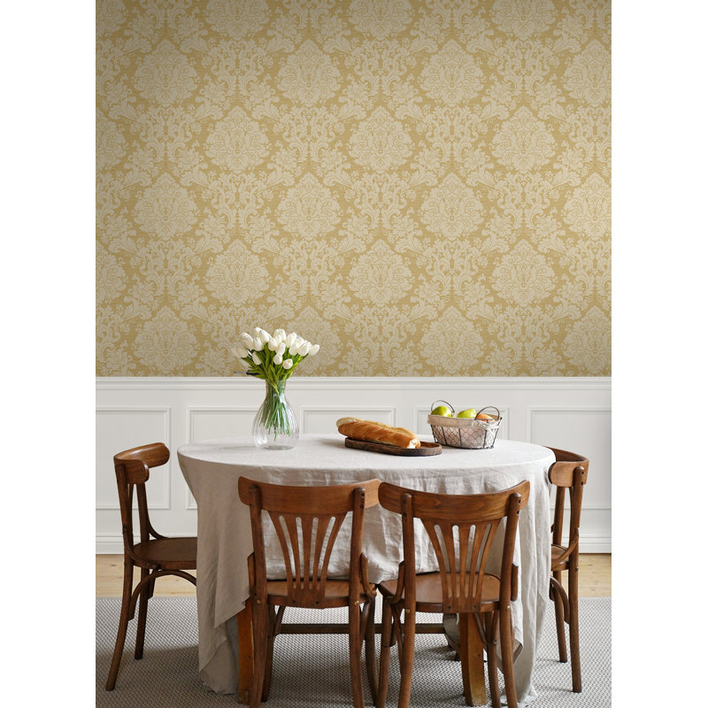 Papier peint à motif de damas métallisé Seabrook Designs Pacey, Doré