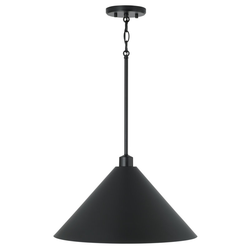 Luminaire suspendu conique à 1 lumière Alden, Noir, Noir