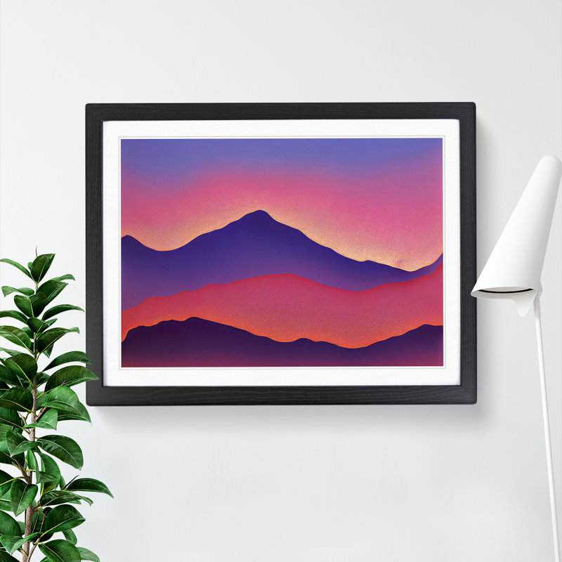 Ethereal Abstract Mountains - Framed Print, Black, 46cm H x 64cm W x 2cm D