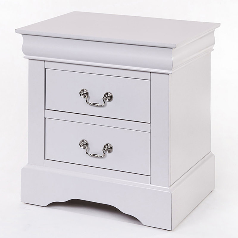 Table de chevet 2 chambres en blanc - avec des matériaux de qualité et un design élégant pour 2 tiroirs en métal, Blanc