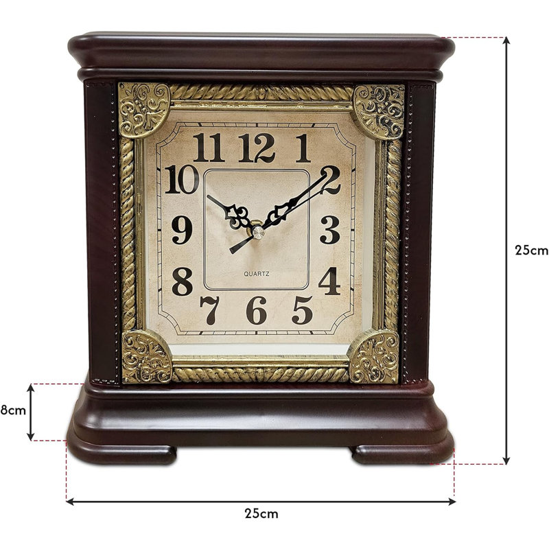Petros Analogue Electric Tabletop Clock, Dark Brown