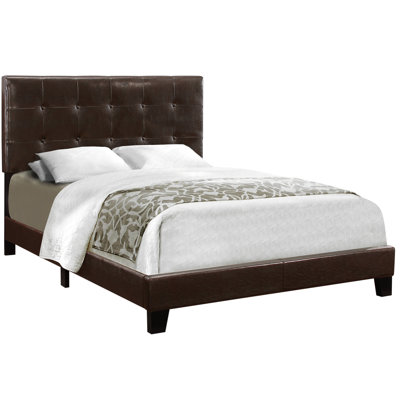 Full Size Bedroom Bed With Soft Brown Upholstered Headboard Stable Frame In
