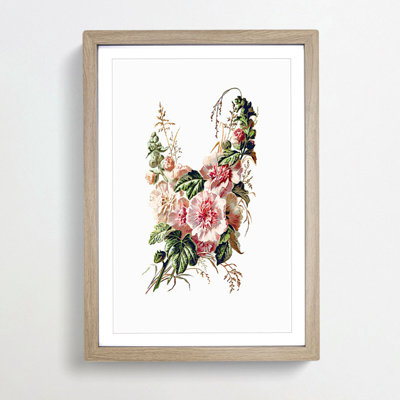 Hollyhock Flower Illustration - Framed Print