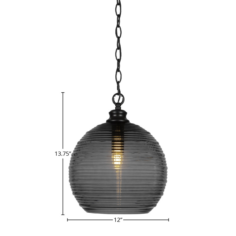 Luminaire suspendu à 1 lumière Malena, Noir, Gris, H 89 po x l 12 po x P 12 po