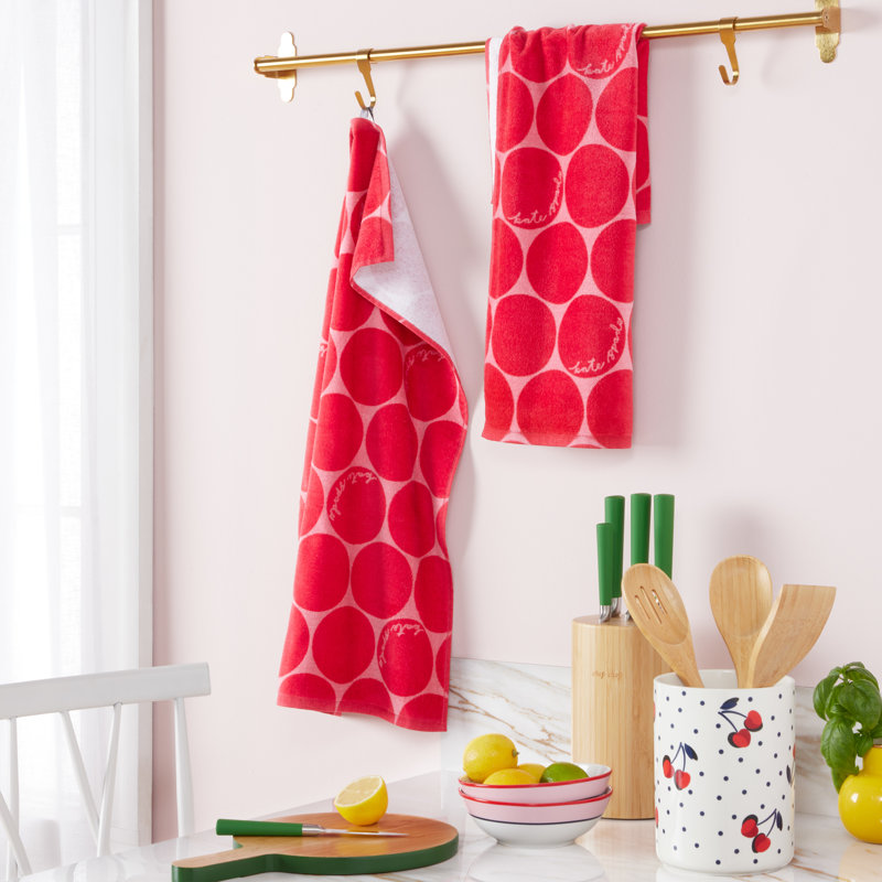 Loop And Dot Kitchen Towel Set, Red