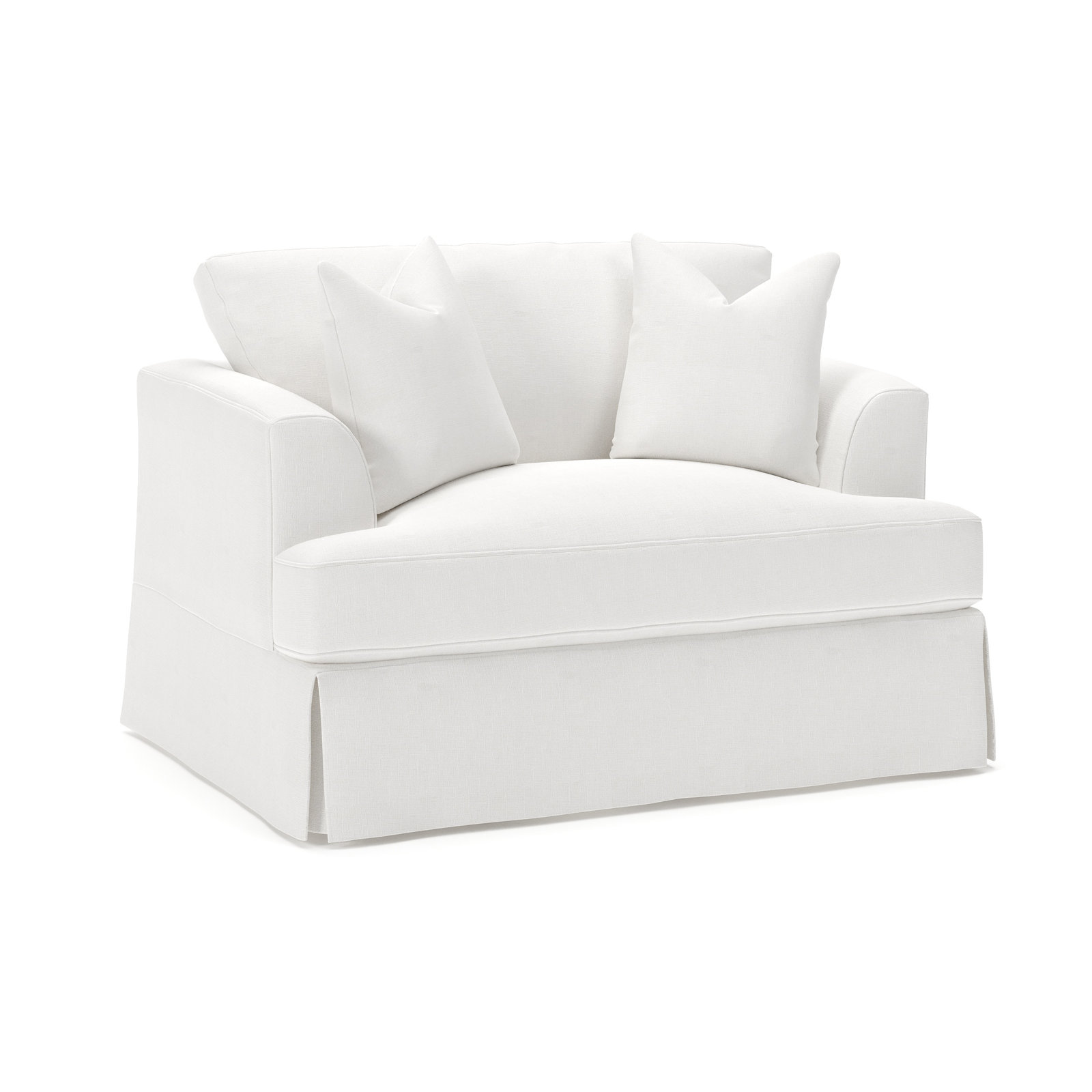 Lucia Slipcovered Chair and a Half, Drusky Moonglow Sustain® Basketweave