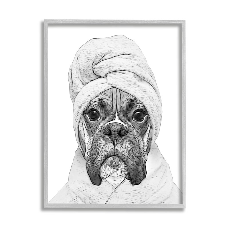«Dog In Peignoir» par Annalisa Latella, H 24 po x l 30 po, Estampe numérique Farmhouse