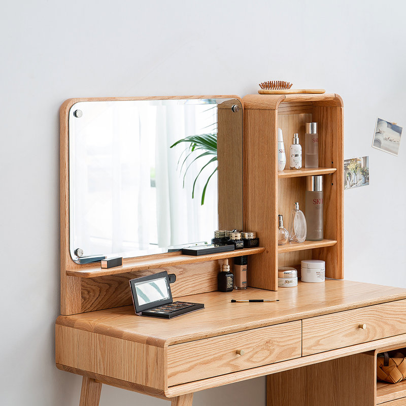 Commode Commode de table 100% chêne massif Dessus de table de bureau Commode de table compacte Accessoires de commode Largeur de rangement 90 cm Tiroir de rangement en bois naturel