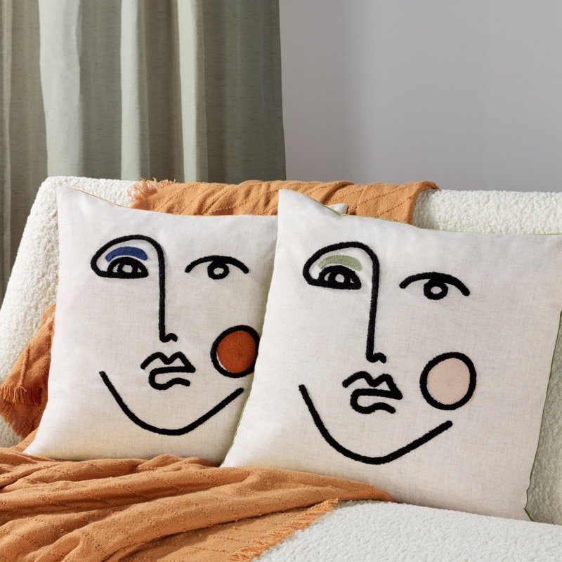 Cleo Abstract Square Cushion, Cream/Red
