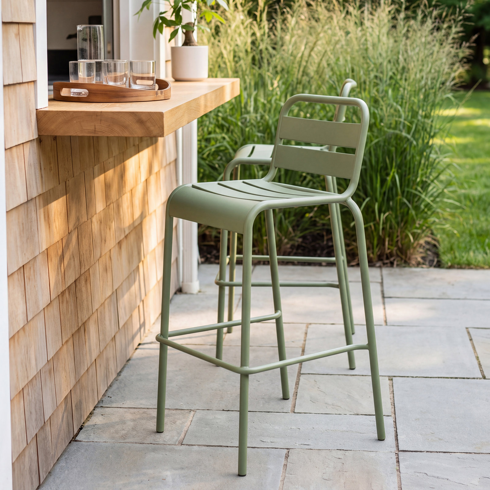 Patio Bar Stool, Green