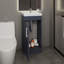 Meuble-lavabo moderne avec lavabo en résine, solution de rangement pour l'organisation, finition blanc bleu, bois d'ingénierie, largeur de 15,7 po, hauteur de 34,6 po, conception compacte au sol de 13 po, profondeur de 12,93 po,