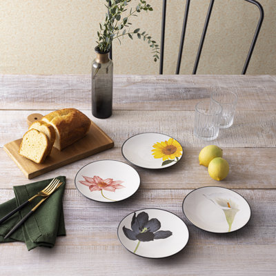 Noritake Colorwave Graphite 6.25" Floral Appetizer Plates