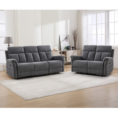 Ensemble de salon inclinable manuel 2 pièces en chenille raffinée