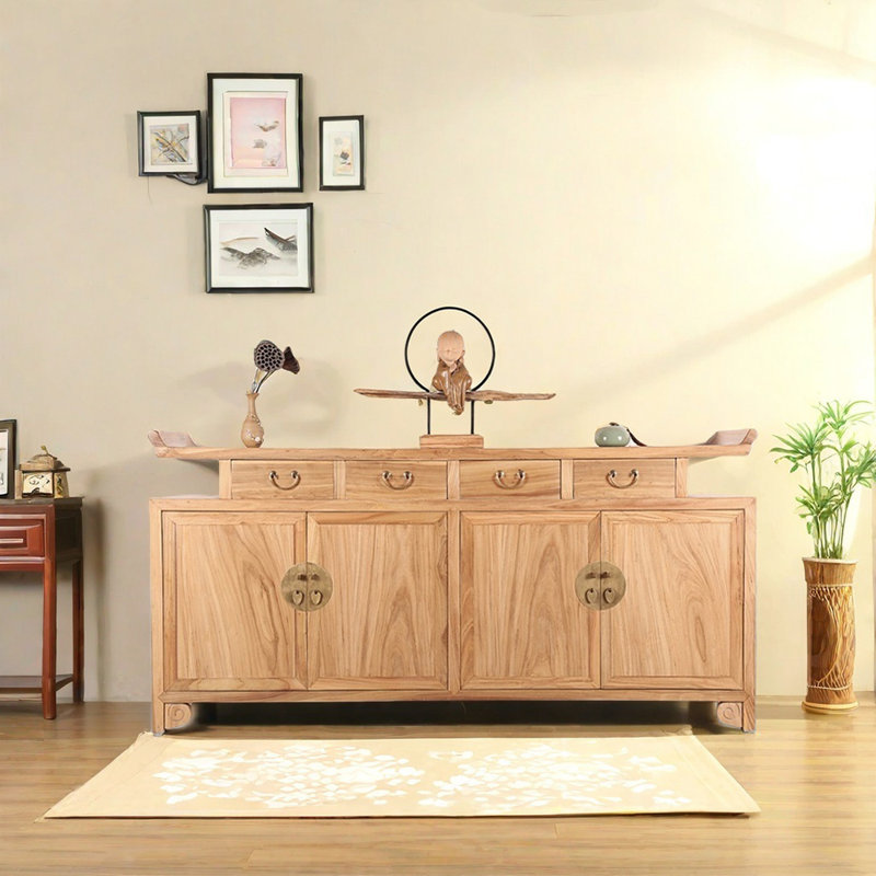 Handcrafted Elm Wood Sideboard
