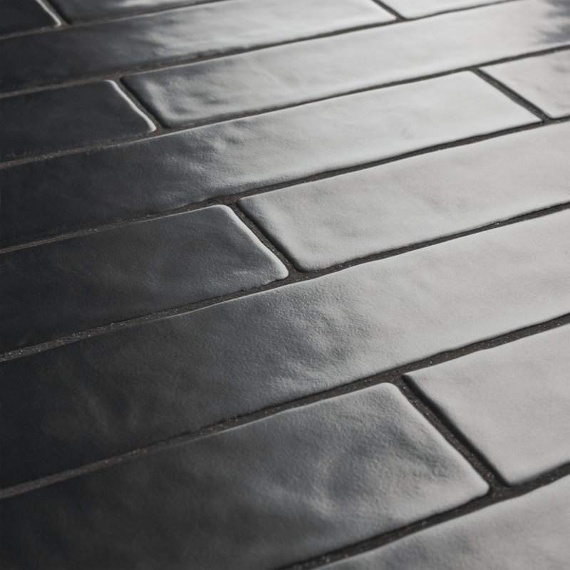 Chester 2" x 10" Ceramic Brick Look Subway Tile, Black