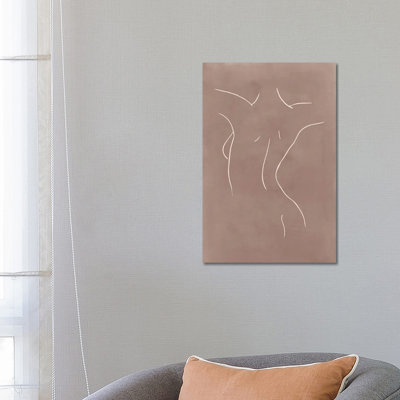 Female Body Sketch - Clay by Nouveau Prints - Wrapped Canvas Print