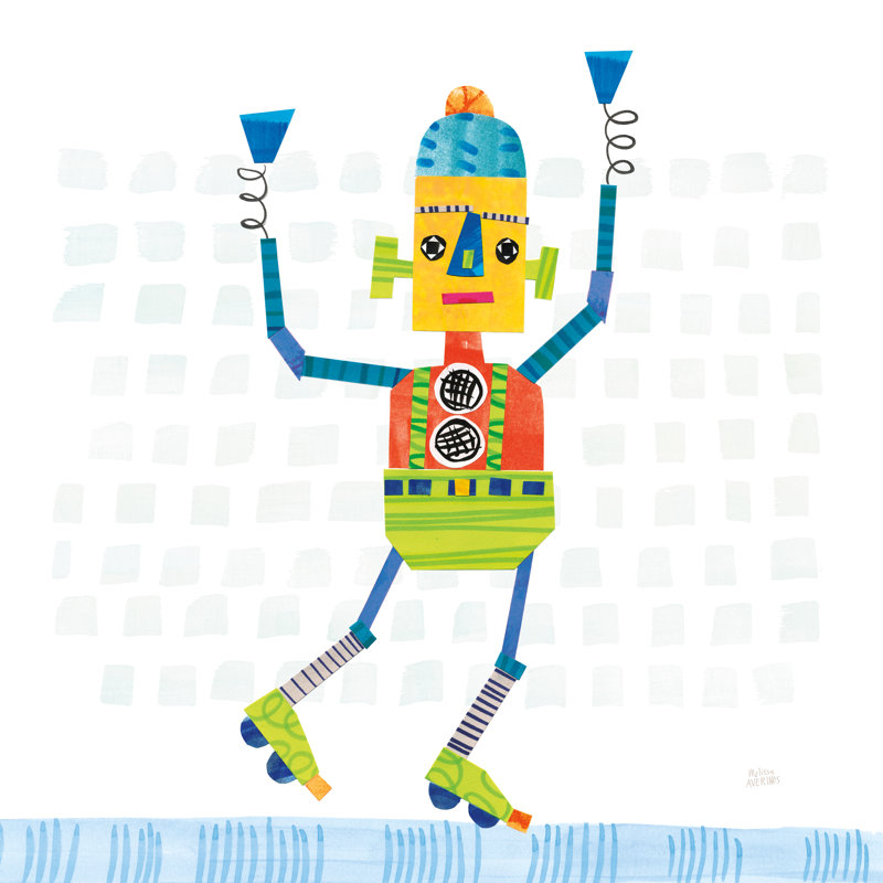 Robot Party I On Squares by Melissa Averinos - Wrapped Canvas Print, 122cm H x 122cm W x 3.8cm D