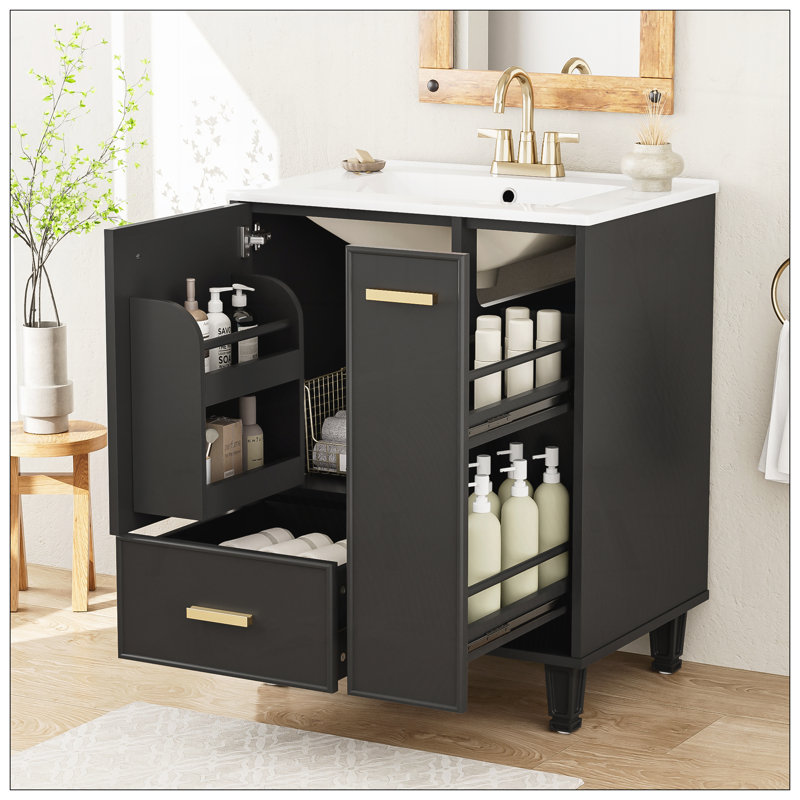 Meuble-lavabo 24 po avec lavabo, Noir