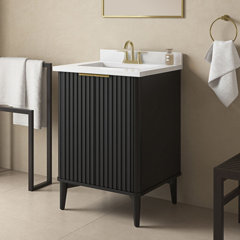 Meuble-lavabo simple 24 po Gabi, Noir onyx
