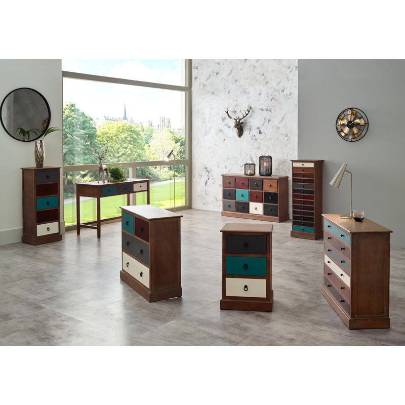 Zuria Solid Wood Writing Desk, Blue/Brown