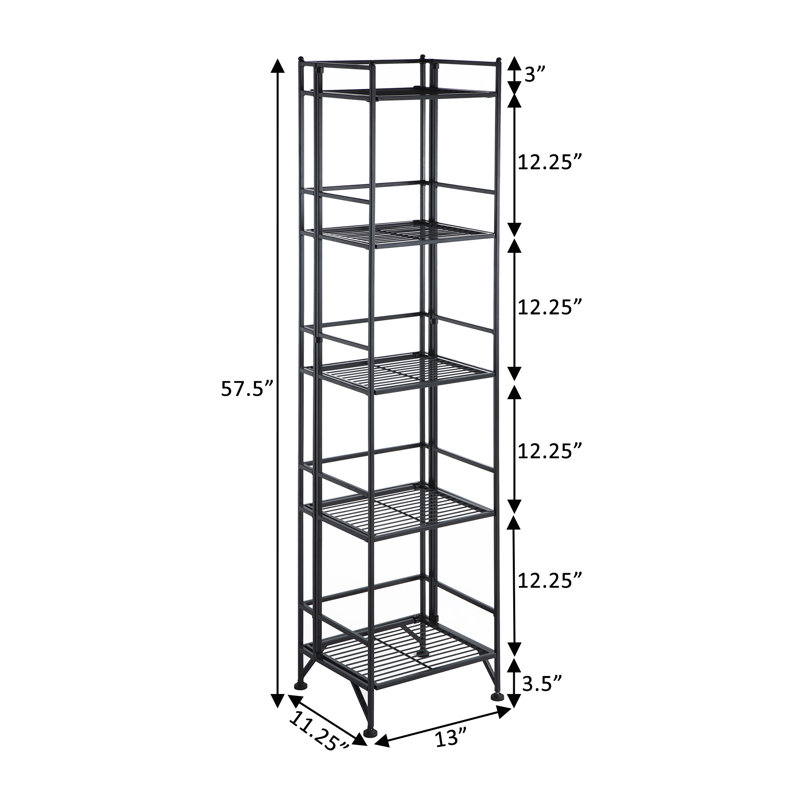 Edwin 57.5 '' H x 13'' W Metal Folding Shelf, Black
