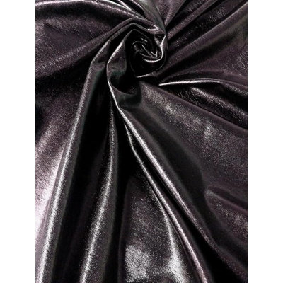 Black Metallic Foil Stretch Fabric by the Yard, Shiny 58 Inch Wide 4-Way Stretch Spandex for Dancewear, Cosplay, Costumes & Leggings