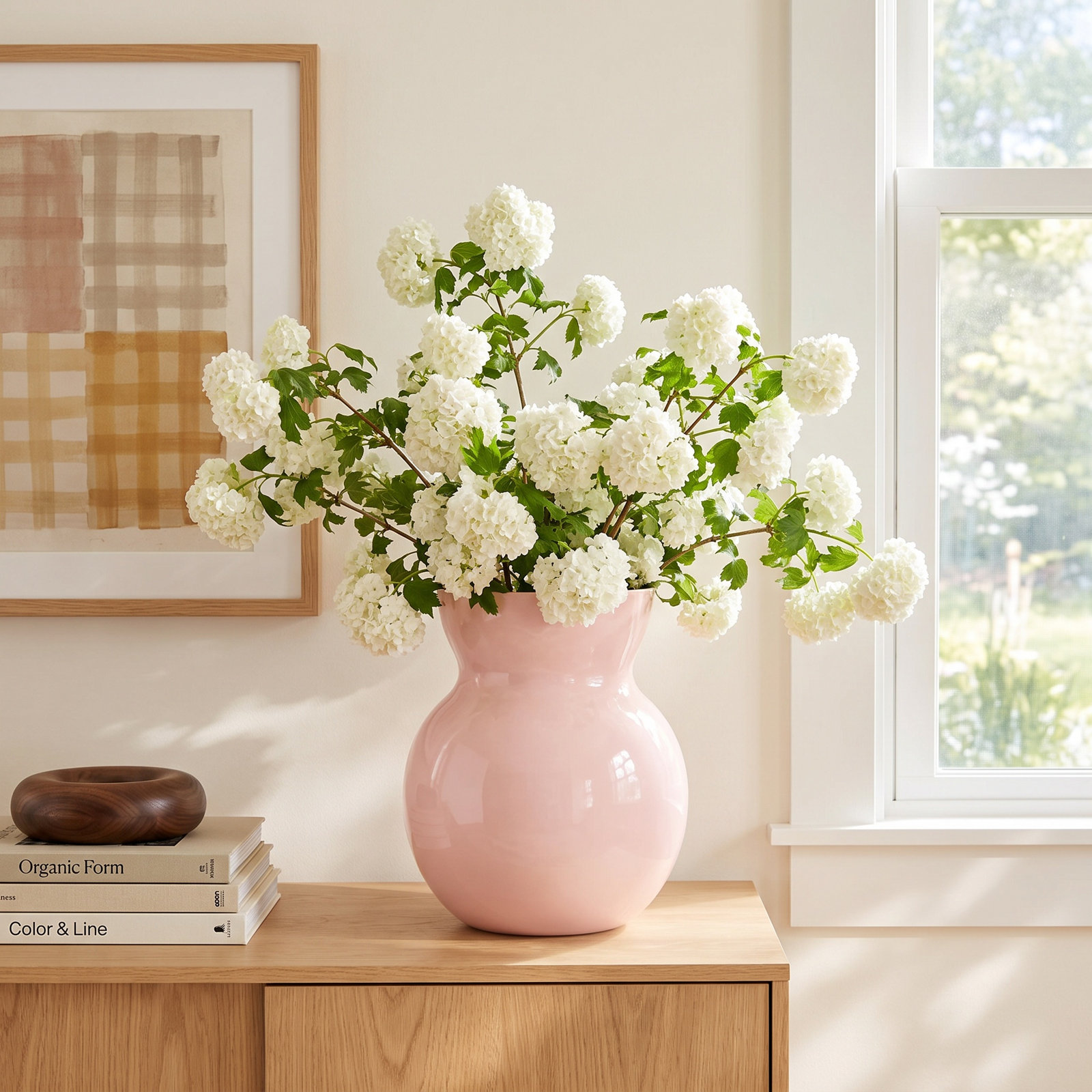 Guliana Handmade Glass Table Vase, 8" H x 6.75" W x 6.75" D, Light Pink