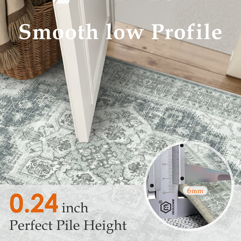 Machine Washable Vintage Area Rug With Non-Slip Backing, Rectangle 8' x 10'