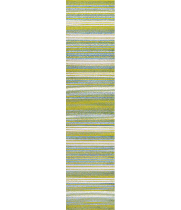 Aliyaah Gradient Ticking Striped Green/Blue Rug, Runner 2' x 8'