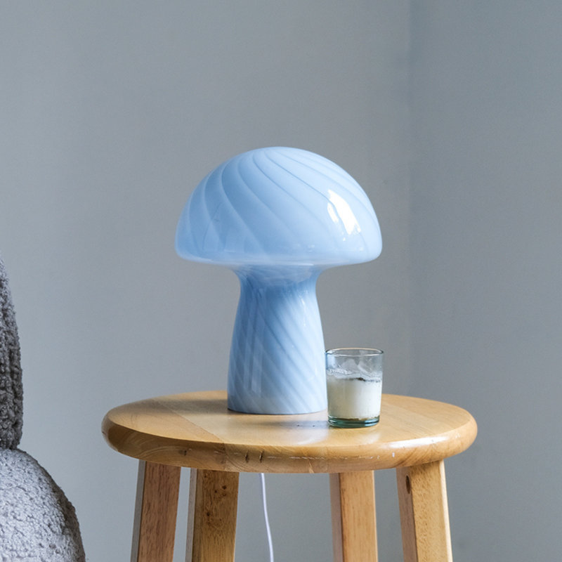 Petite lampe de table en verre, Bleu, Bleu