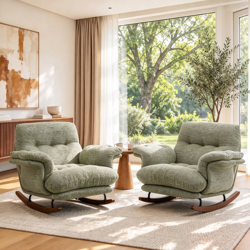 Fauteuil pivotant moderne avec dossier ajustable, Green colourant match Chenille