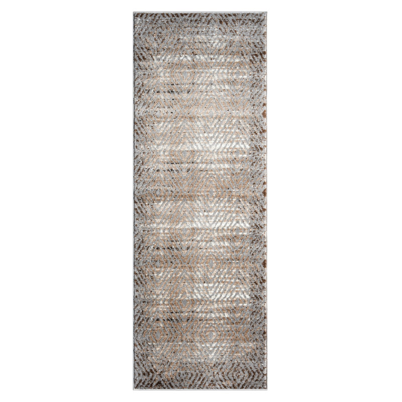 Vladya Brown Abstract Area Rug, Runner 2'8" x 7'10"
