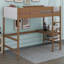 Lit mezzanine simple avec bureau Kindu, lit mezzanine rembourré en tissu polaire Teddy