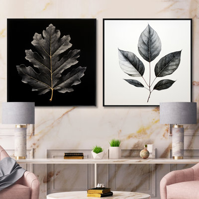 Black Onyx Oak Leaf - Leaves Square Collage Set Of 2