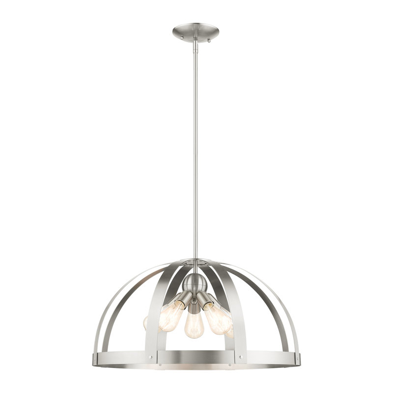 Lustre géométrique à 5 lumières Feller, Nickel brossé