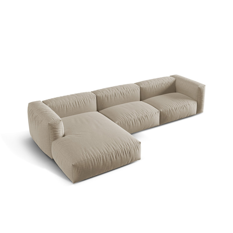 Carce 3 Seater Corner Sofa , Left-Hand Facing, Structured Fabric- Light Beige